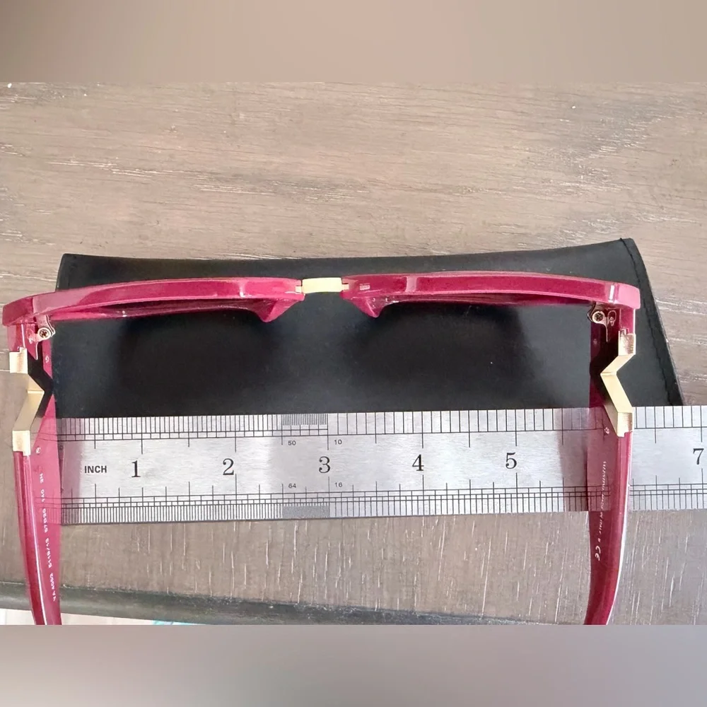 Valentino Red Hexagonal Frame Sunglasses with Gold Accent